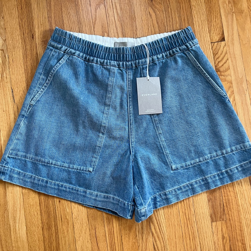 Everlane Blue Denim Elastic Waist Jean Shorts